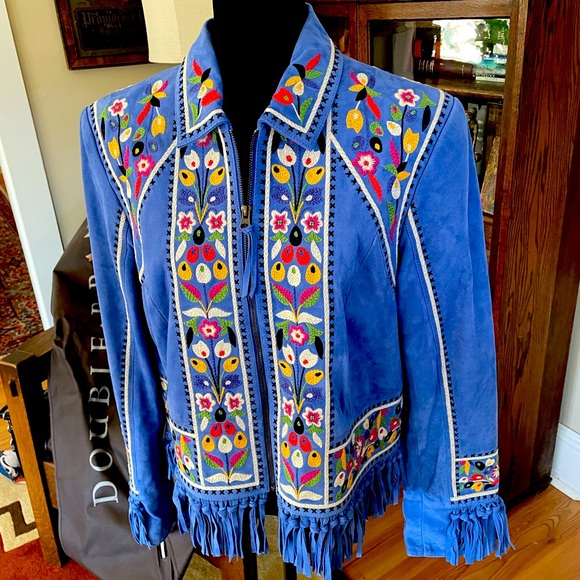 Double D Ranch Jackets & Blazers - Double D Ranchwear Embroidered Suede Leather Jacket sz L NWT